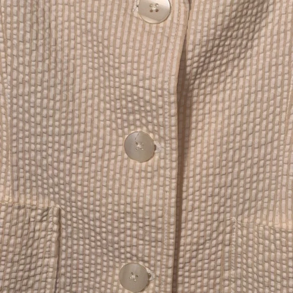 Pendleton Womens Ivory Seersucker Cotton Blazer Jacket Button Front Small - Picture 5 of 8